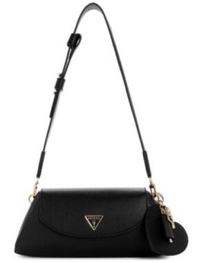 Guess Black Shoulder Bag with Gold Hardware